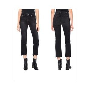 NOEND Denim Farrah Kick Flare Jeans High Rise Frayed Step Hem
Black Size 28 USA‎
